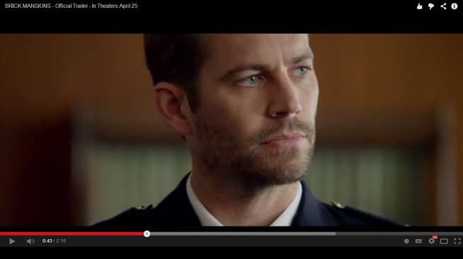 Paul Walker dalam film Bricks Mansion. (Youtube)