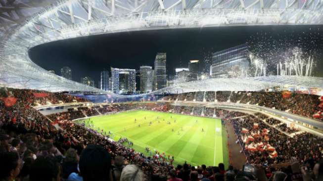 Ilustrasi stadion mewah yang akan dibangun David Beckham di Miami, Florida, AS [Reuters]