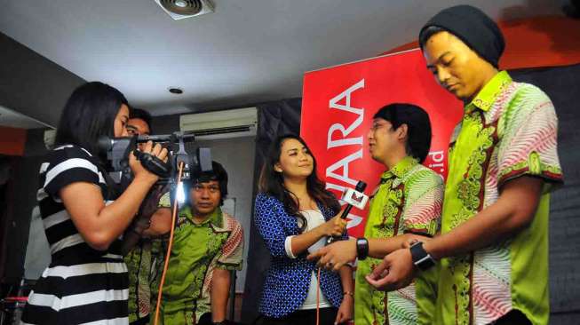 Grup band Wali di Kantor Nagaswara Jakarta, Kamis (27/3). [suara.com/Adrian Mahakam]