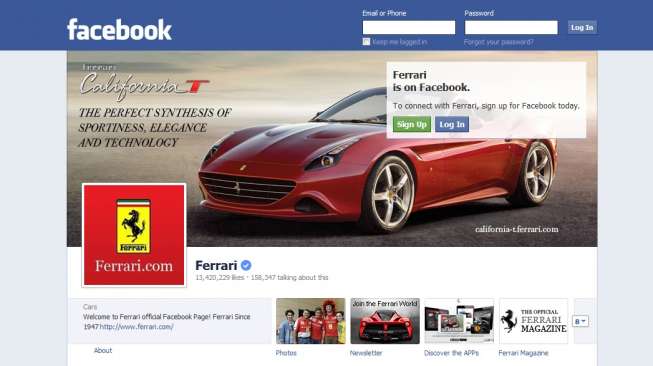 Ferrari dan Pemuda 22 Tahun Berebut "Fan Page" Resmi Facebook