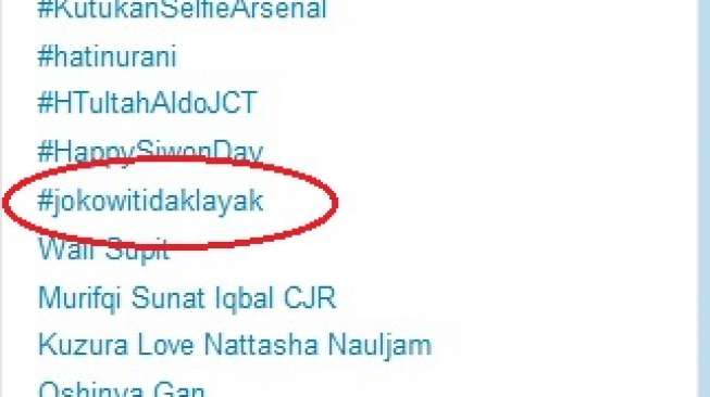 Tagar "#jokowitidaklayak" Kreasi Akun Twitter Bodong