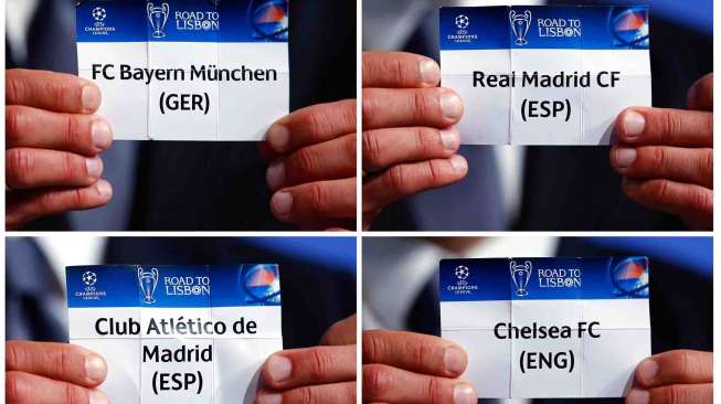 \"Drawing\" semi final Liga Champions di Markas UEFA, Nyon, Jumat (11/4). [Reuters/Denis Balibouse]
