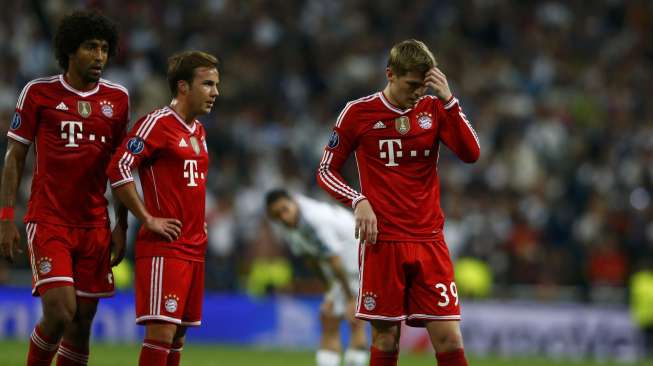 Reaksi pemain Bayern setelah dikalahkan Madrid 1-0 di leg pertama [Reuters/Michael Dalder]