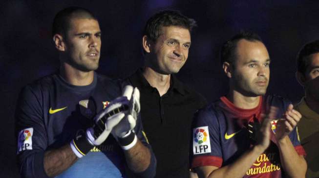 Tito Vilanova di Stadion Camp Nou, Barcelona, 20 Agustus 2012. [Reuters/Gustau Nacarino]