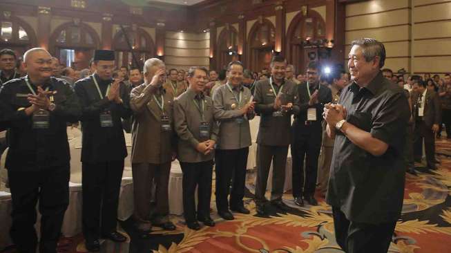 Presiden SBY membuka Musrenbangnas 2014 di Gedung Bidakara, Jakarta, Rabu (30/4). [Rumgapres/Abror]