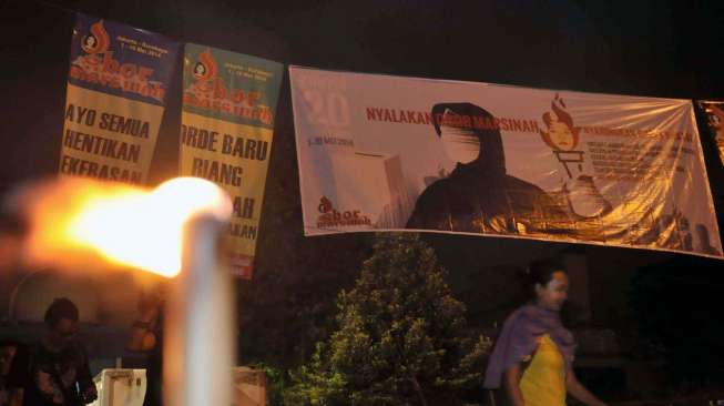 Peluncuran Obor Marsinah di Taman Ismail Marzuki Cikini Jakarta, Rabu (30/4). [suara.com/Adrian Mahakam]