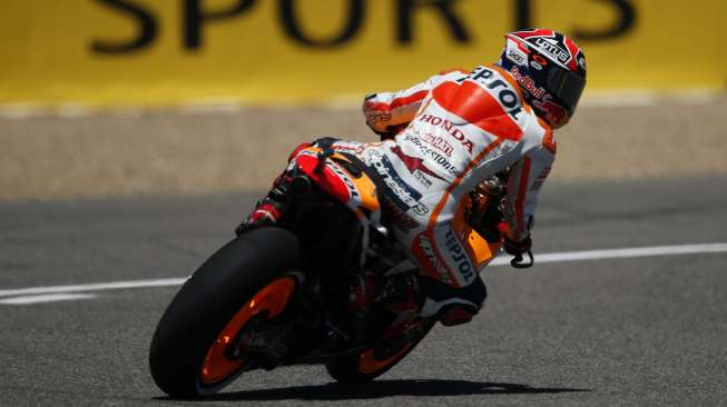 Marc Marquez cetak \"quattrick pole position\" dalam kualifikasi Moto GP Spanyol di sirkuit Jerez, (3/5). (Reuters/Marcelo del Pozo)