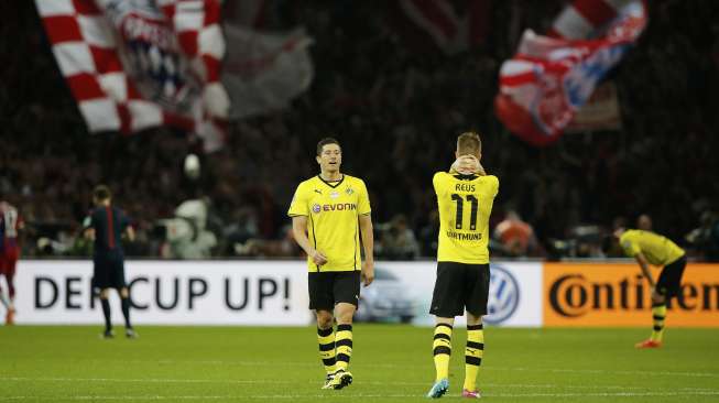 Reaksi pemain Borussia Dortmund usai kekalahan di partai final DFB Pokal [Reuters/Tobias Schwarz]