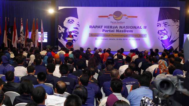 Rapat Kerja Nasional ke-2 Partai Nasional Demokrat yang di Mercure Hotel, Ancol Jakarta, Selasa (27/5). [suara.com?adrian Mahakam]