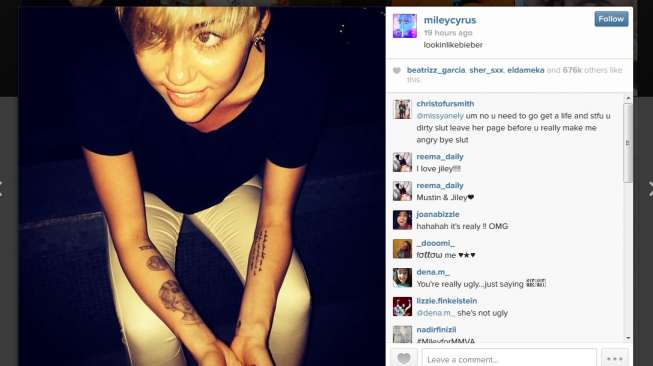 Miley Cyrus Sindir Justin Bieber di Instagram