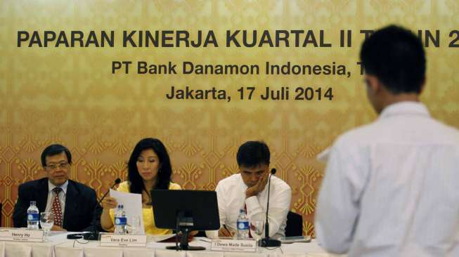 Paparan Kinerja Kuartal II tahun 2014 P.T. Bank Danamon Indonesia, Tbk di Menara Bank Danamon Jakarta, Kamis (17/7). [suara.com/Adrain Mahakam]