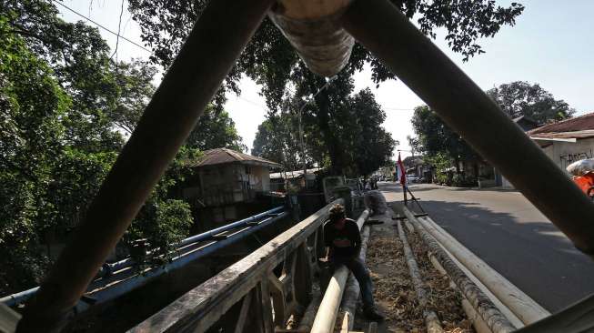 Penjual pohon Pinang di kawasan Manggarai, Jakarta, Kamis (7/8). [suara.com/Kurniawan Mas'ud]