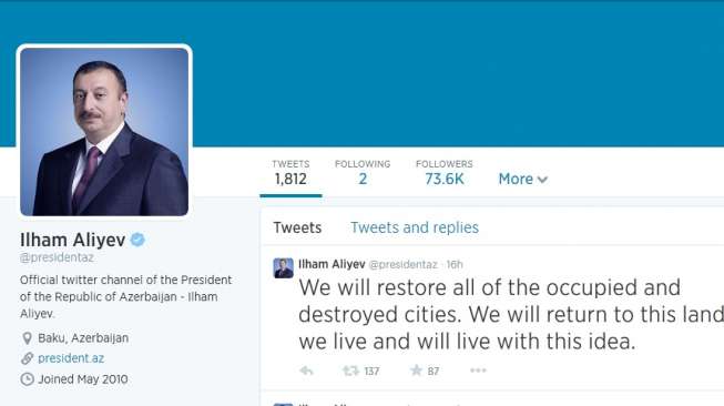 Via Twitter Presiden Azerbaijan Ancam Perangi Armenia