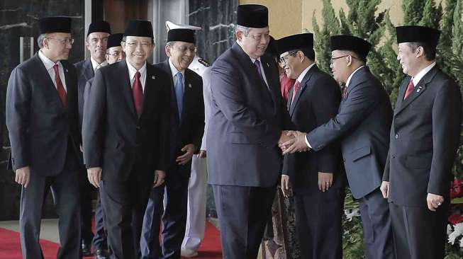 Presiden SBY menghadiri Sidang Paripurna di gedung DPR/MPR RI, Jumat (15/8). [Rumgapres/Abror]