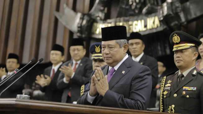 Presiden SBY menghadiri Sidang Paripurna di gedung DPR/MPR RI, Jumat (15/8). [Rumgapres/Abror]