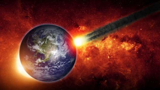 Ilustrasi asteroid menabrak Bumi. (Shutterstock)
