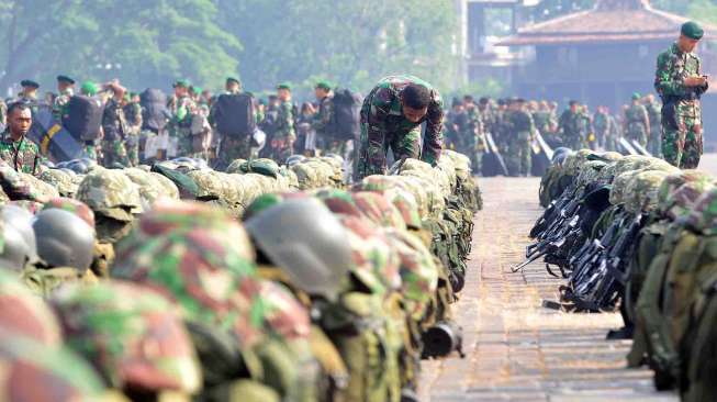 Apel gabungan TNI di JIExpo Kemayoran Jakarta, Kamis (21/8). [suara.com/Adrian Mahakam]