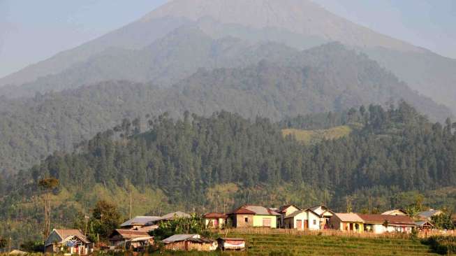 Suasana pemukiman yang berada di radius 10 kilometer dari Gunung Slamet di Desa Guci, Kabupaten Tegal, Jateng, Kamis (11/9). [Antara/Oky Lukmansyah]