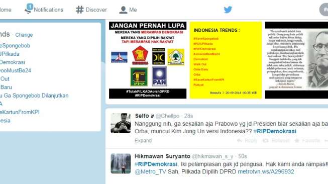 Pilkada Lewat DPRD, Netizen Tumpahkan Kekecewaan di Twitter