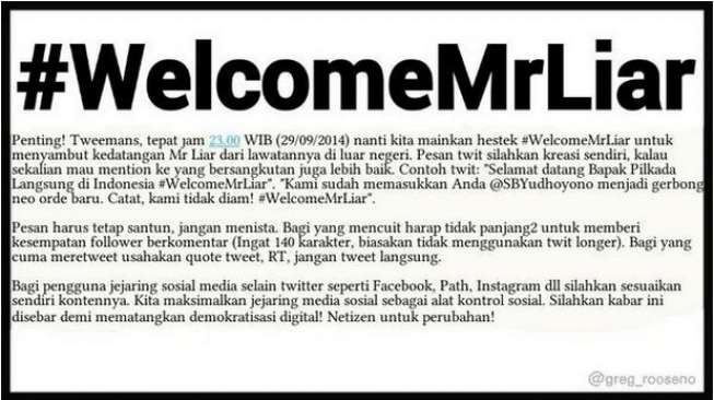 Sambut Kepulangan SBY, #WelcomeMrLiar Menjamur di Twitter