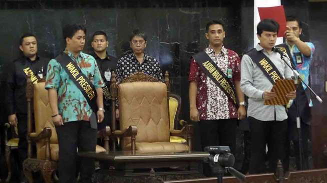 MPR menggelar geladi kotor untuk proses pelantikan presiden dan wakil presiden terpilih pada 20 Oktober mendatang, di Gedung Gedung DPR/MPR, Jakarta, Jumat (17/10). [suara.com/Bagus Santosa]