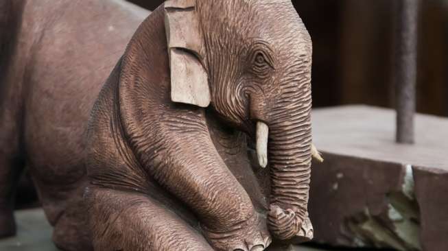 Ketahuan Nyolong Tebu, Bayi Gajah Ini Langsung Sembunyi di Balik Tiang