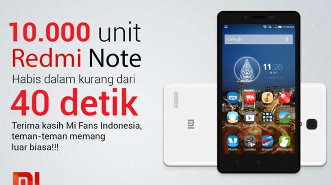 Dalam 40 Detik 10.000 Redmi Note Ludes Terbeli