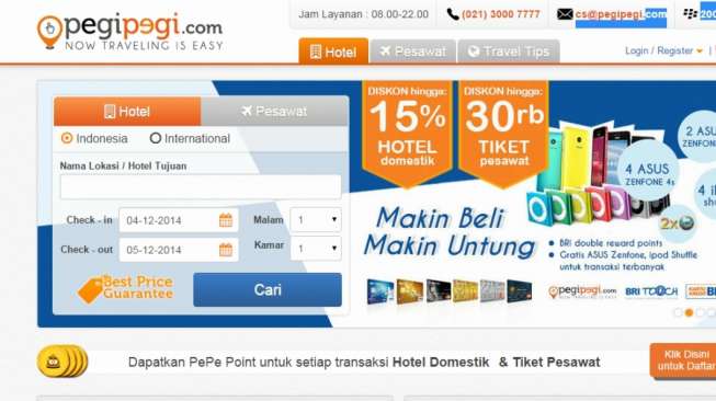 Situs "Pegipegi.com" Ubah Tampilan