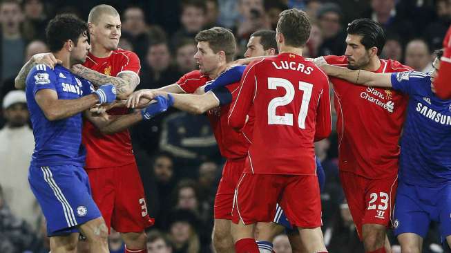 Chelsea memastikan lolos ke final Piala Liga Inggris setelah di semifinal mengalahkan Liverpool 1-0 di Stamford Bridge, Rabu (28/1). [Reuters/Eddie Keogh]