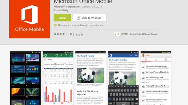 Microsoft Word, Excel, PowerPoint Tersedia Gratis di Android