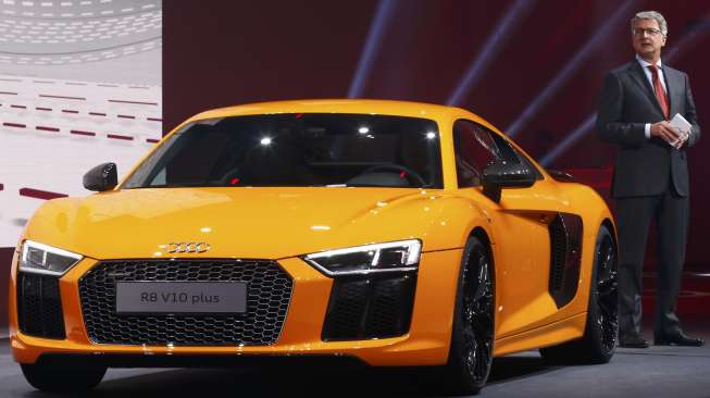 Audi R8 V10 ikut meramaikan ajang Geneva Motor Show yang dibuka Selasa (3/3/2015)