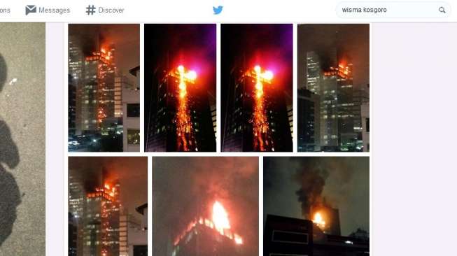 Via Twitter, Warga Ramai Laporkan Kebakaran Hebat Wisma Kosgoro