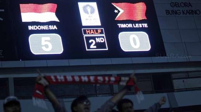 Timnas U-23 Indonesia menang 5-0 atas Timor Leste di Kualifikasi Piala Asia 2016. [suara.com/Kurniawan Mas'ud]