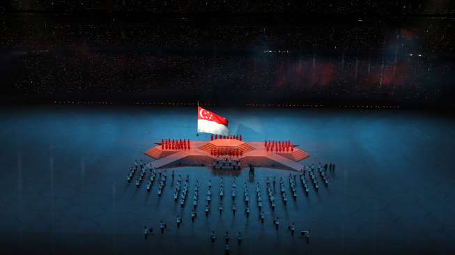 Upacara pembukaan SEA Games 2015, dihelat hari Jumat (5/6/2015) di National Stadium, Singapura. Pembukaan pesta olah raga se-Asia Tenggara itu diramaikan pesta kembang api. [Reuters/Singapore SEA Games Organising Comittee]