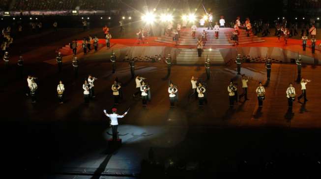 Upacara pembukaan SEA Games 2015, dihelat hari Jumat (5/6/2015) di National Stadium, Singapura. Pembukaan pesta olah raga se-Asia Tenggara itu diramaikan pesta kembang api. [Reuters/Singapore SEA Games Organising Comittee]