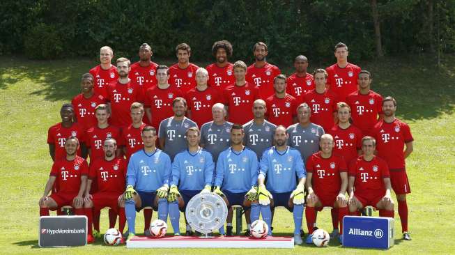 Sesi pemotretan skuad Bayern Munich di Munich, Jerman.