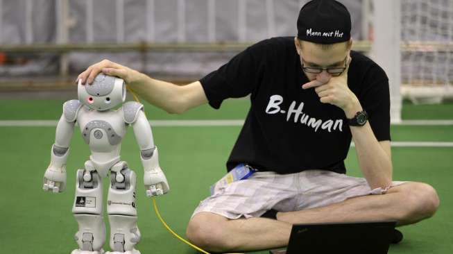 Kemeriahan Piala Dunia Robot yang berlangsung di Hefei, Anhui, Cina (23/7) [Reuters]