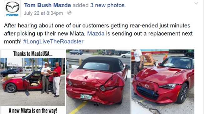 Tabrakan Saat Baru Keluar dari Diler, Mazda Ganti Mobil Pelanggan