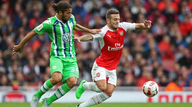 Pemain Arsenal Jack Wilshere beraksi. Reuters / Paul Hackett Livepic.