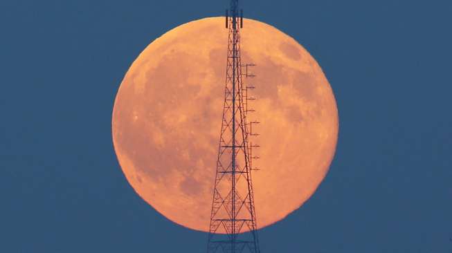 Masyarakat di beberapa belahan Bumi, hari Jumat (31/7/2015) menyaksikan Blue Moon alias fenomena Bulan Biru. [Reuters/Eduardo Munoz]