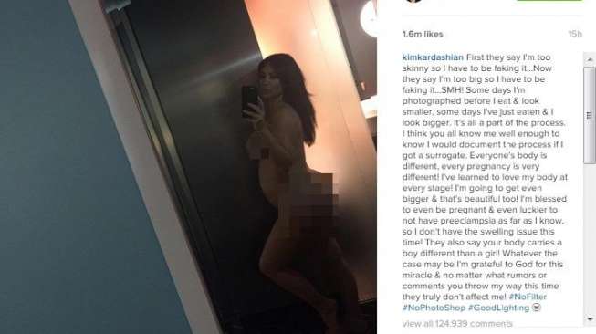 Hamil Kedua, Kim Kardashian Akhirnya Pose Telanjang