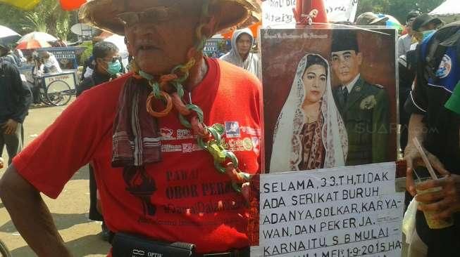 Demi Dukung Buruh, dari Solo, Pensiunan Prajurit Datang ke DKI