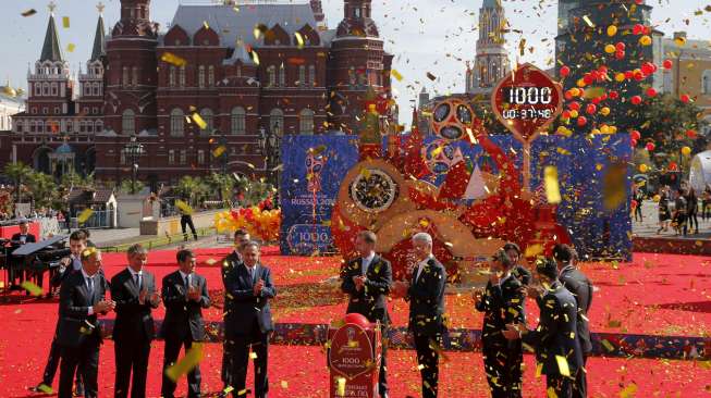 Acara menghitung mundur 1000 hari menjelang pelaksanaan Piala Dunia 2018 di Rusia. Reuters/Maxim Shemetov