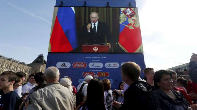 Acara menghitung mundur 1000 hari menjelang pelaksanaan Piala Dunia 2018 di Rusia. Reuters/Maxim Zmeyev