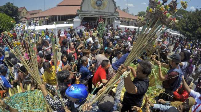 Serunya Berebut Gunungan Grebeg Besar Keraton Yogya