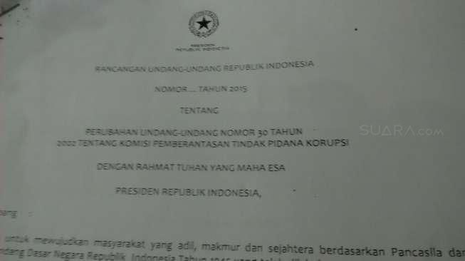 Siapa yang Bikin Draf Revisi UU KPK?