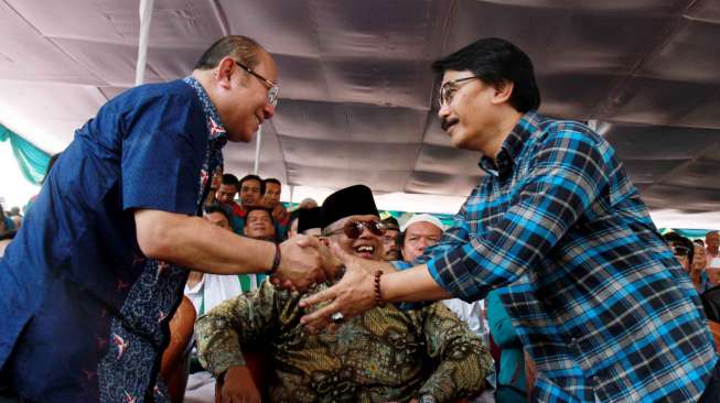 Mantan Menpora Adhyaksa Dault menghadiri deklarasi Partai Idaman pimpinan Rhoma Irama di pelataran Tugu Proklamasi, Rabu (14/10).