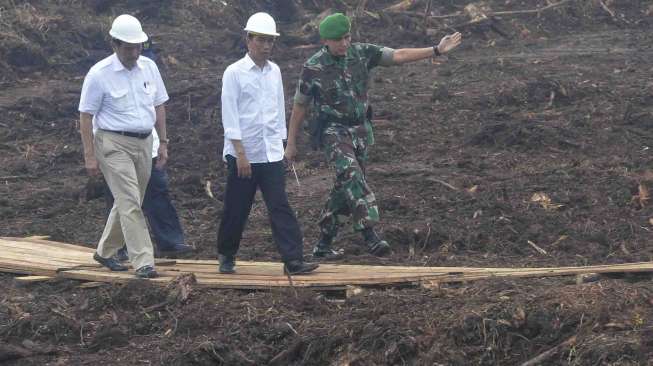 Kunjungan Jokowi ke Kalteng untuk melihat secara langsung penyelesaian pembangunan sekat kanal. 