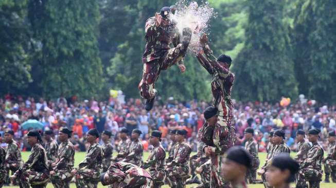 HUT ke 64 Kopassus mengangkat tema kita tingkatkan loyalitas, moralitas dan integritas.