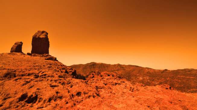 Ilustrasi permukaan planet Mars (Shutterstock).